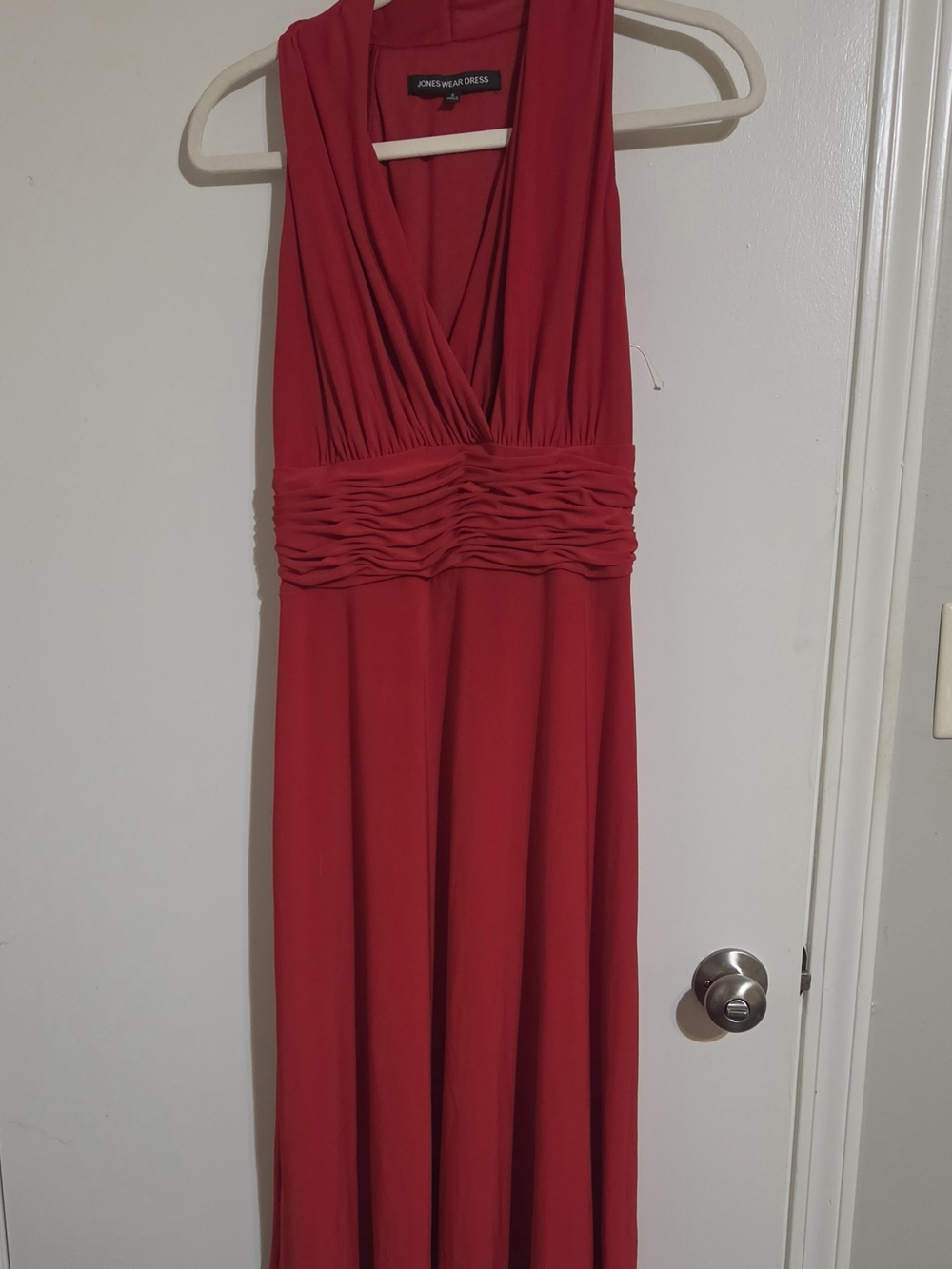 Jones Wear Ruby Red Sleeveless V-Neck Maxi Dress